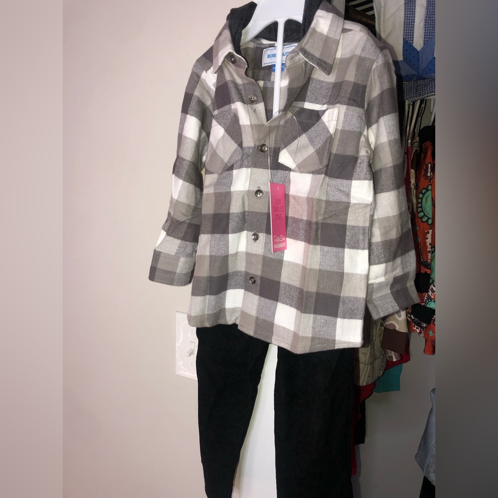 BOYS 2PC SET RUGGED BUTTS FLANNEL OUTFIT